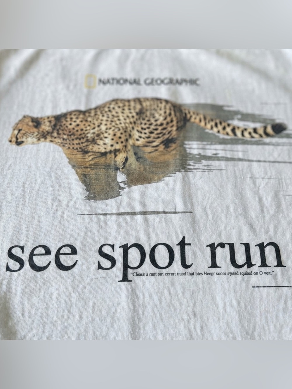 Gildan White National Geographic 'See Spot Run' Cheetah Graphic Tee - Picture 2 of 3